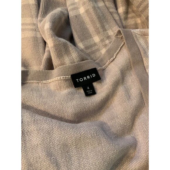 Torrid Gray & Light Pink Plaid Boyfriend Button-Up Cardigan, Size 4 (4X) Plus - Picture 7 of 7